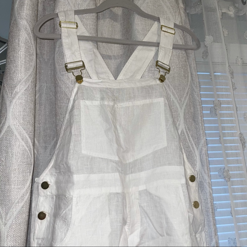 WeWoreWhat - Basic Linen Overalls - Picture 4 of 7